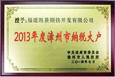 Large taxpayer in Zhangzhou City in 2013